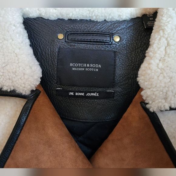 Scotch & Soda women's sheep hair and leather jacket size medium - Picture 11 of 16